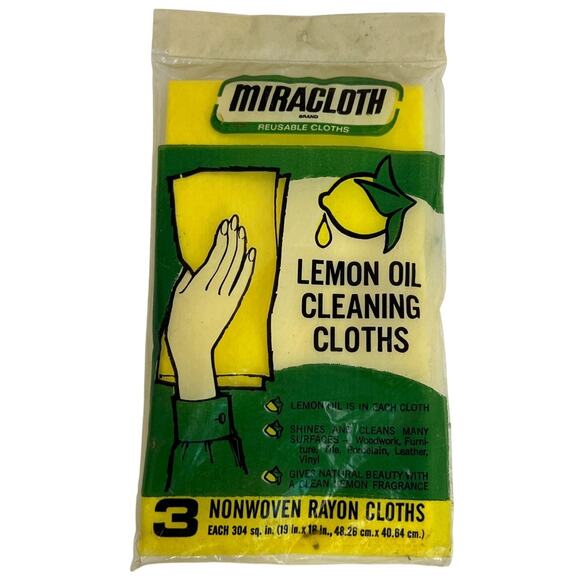 Vtg Miracloth NOS Lemon Oil Cleaning Cloths Pack of 3 Sealed! - Picture 1 of 9